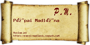Pápai Madléna névjegykártya